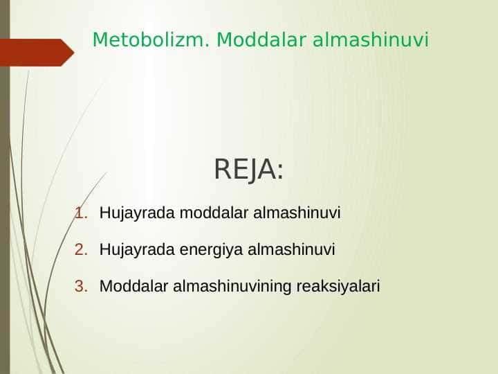 Metobolizm. Moddalar almashinuvi
