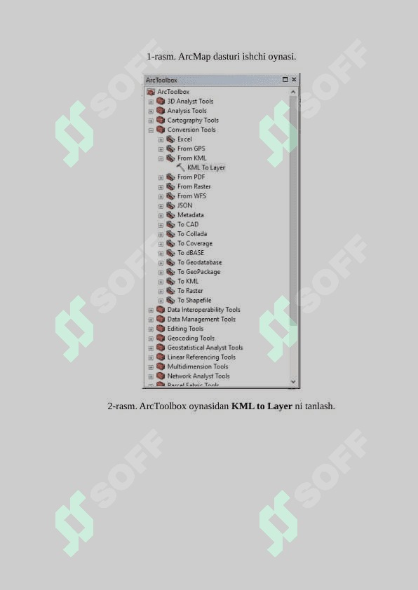 ArcGIS dasturiy vositasi yordamida rastrli qatlamlar bilan ishlash. ArcMap dasturi asosida rastrli ma’lumotlarni yuklab olish va uni tegishli kordinatalarga bog’lash. 3