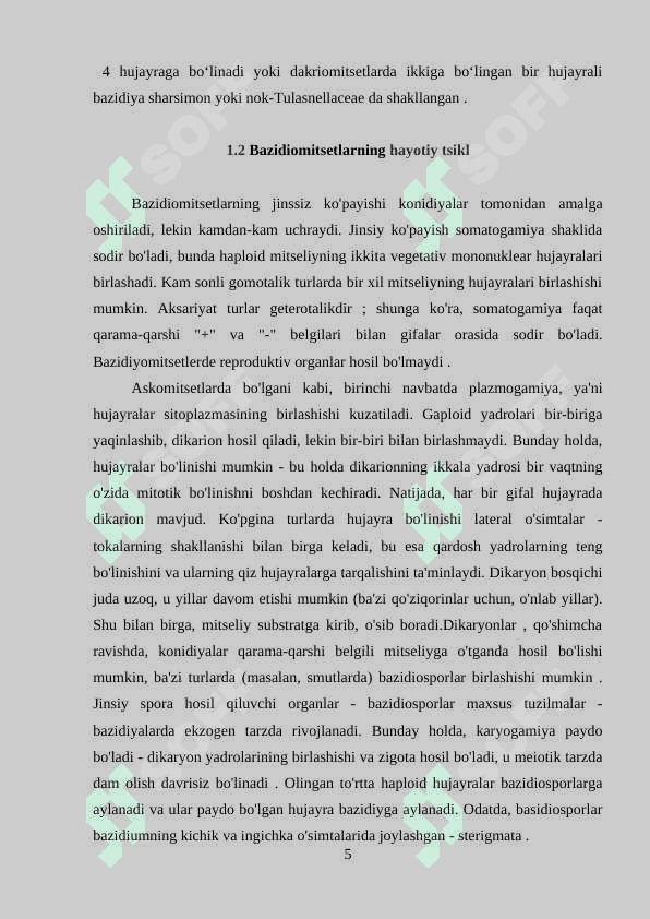 BAZIDIOMITSETLAR HAQIDA UMUMIY TASNIF 5