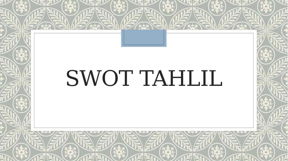 SWOT tahlili 1