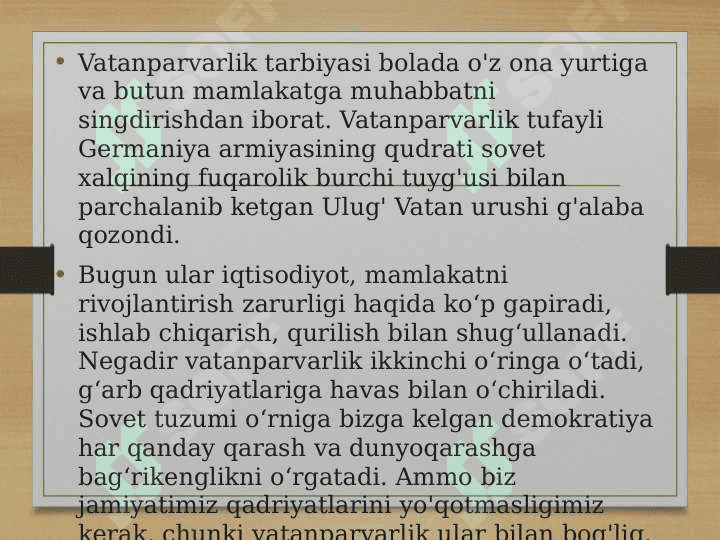 Oilada vatanparvarlik tuyg'usini tarbiyalash yo'llari 2