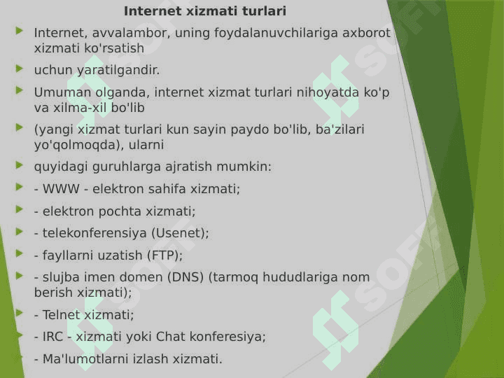 Internet xizmatlari va ulardan samarali foydalanish 5