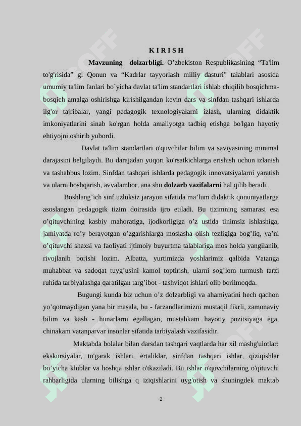 Boshlangʻich sinflarda sinfdan tashqari mashgʻulotlarni takomillashtirish metodikasi 2