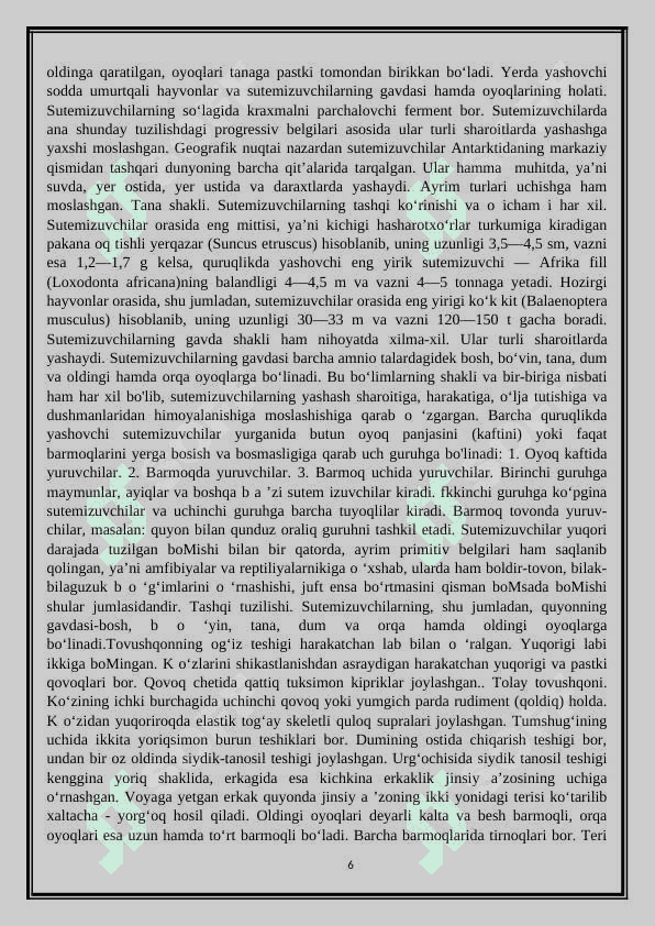 Tuxum qo’yuvchi sutemizuvchilarning hayoti 6