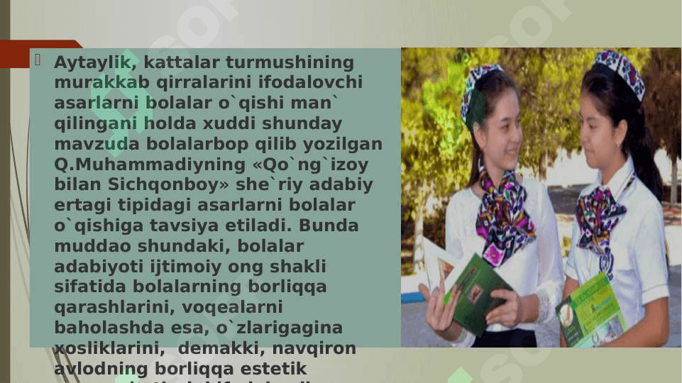 Zamonaviy bolalar adabiyotining o‘ziga xos xususiyatlari 4