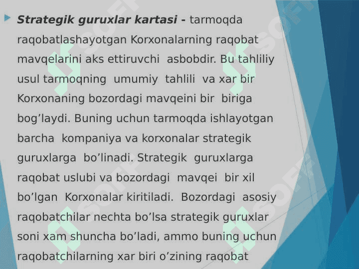 Korxona raqobat mavqeining zaif va kuchli jixatlari tahlili 3