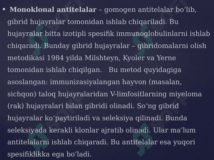 Monoklonal antitelalar olish 2