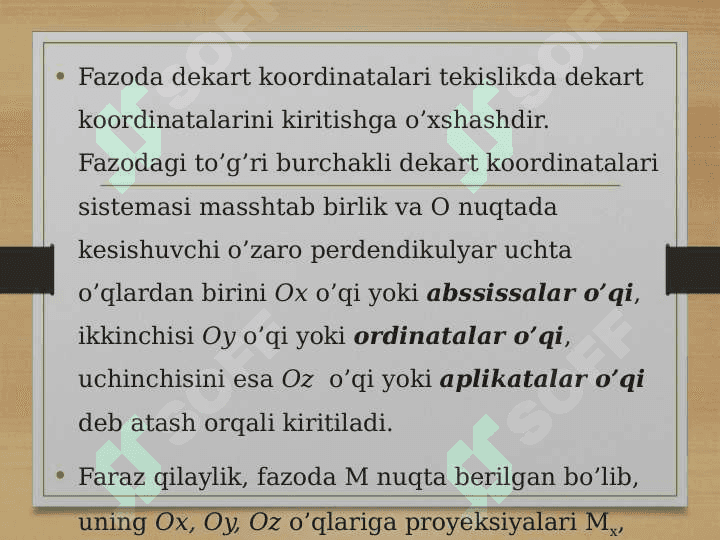 Fazoda turli koordinatalar sistemalari 2