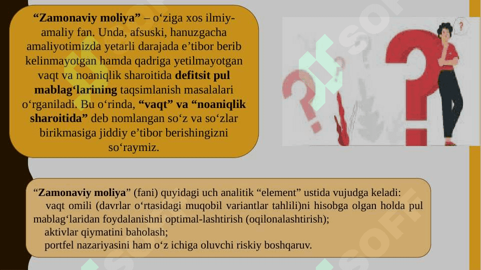 Zamonaviy moliyaning mazmun-mohiyati va uni o‘rganishning obyektiv zarurligi 2