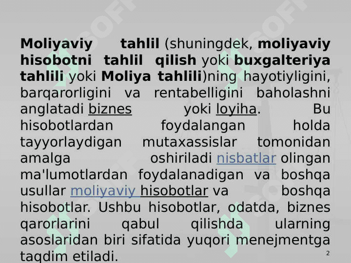 Moliyaviy tahlil,korporativ rejalashtirish va budjetlashtirish 2