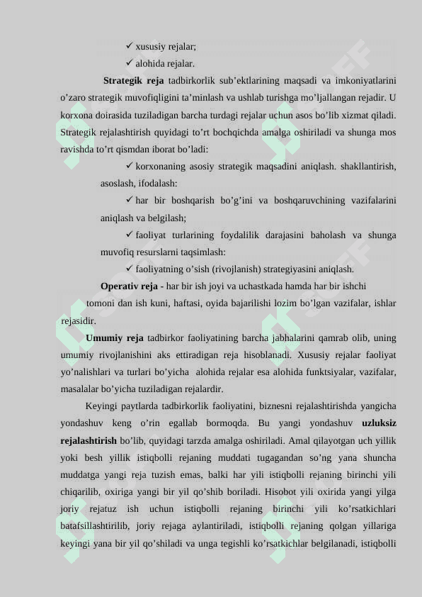 Korxona va (firma) faoliyatini biznes rejalashtirish  va istiqbolini   belgilash 5