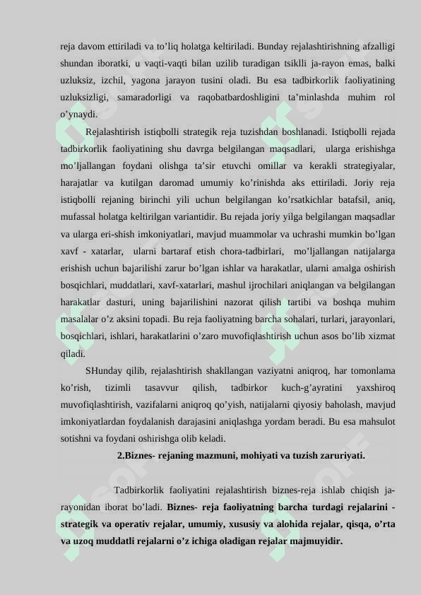 Korxona va (firma) faoliyatini biznes rejalashtirish  va istiqbolini   belgilash 6