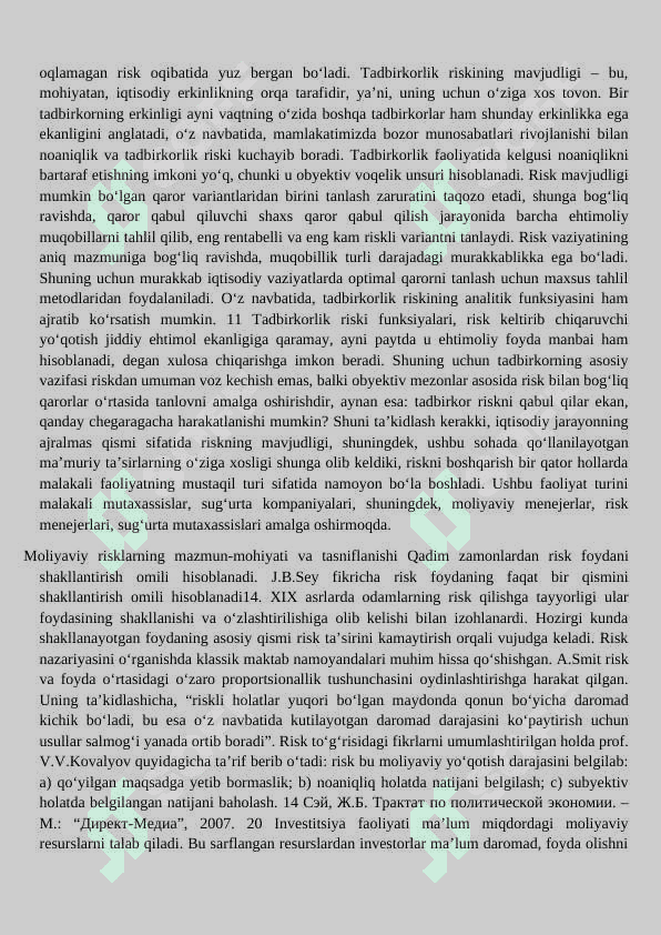 MOLIYAVIY RISKLAR 4
