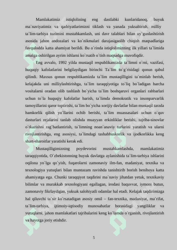 MUSTAQILLIK YILLARIDA BARKAMOL SHAXSNI TARBIYALASHDA  TA`LIM TIZIMIDAGI ISLOHOTLAR 5