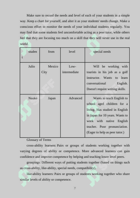 TEACHING ENGLISH TO MULTILEVEL CLASSES 7