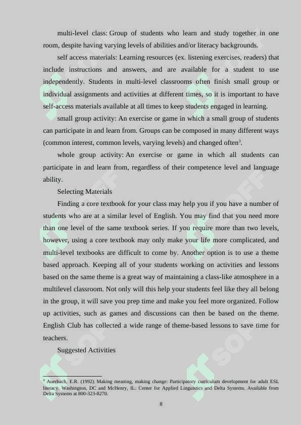 TEACHING ENGLISH TO MULTILEVEL CLASSES 8