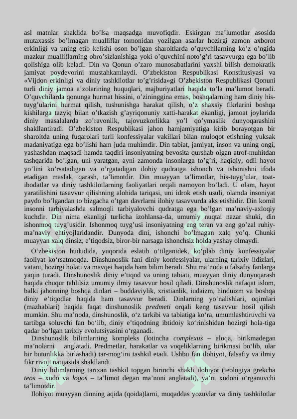 Dinshunoslik fan sifatida shakllanishi predmeti funksiyalari kategoriyalari 1