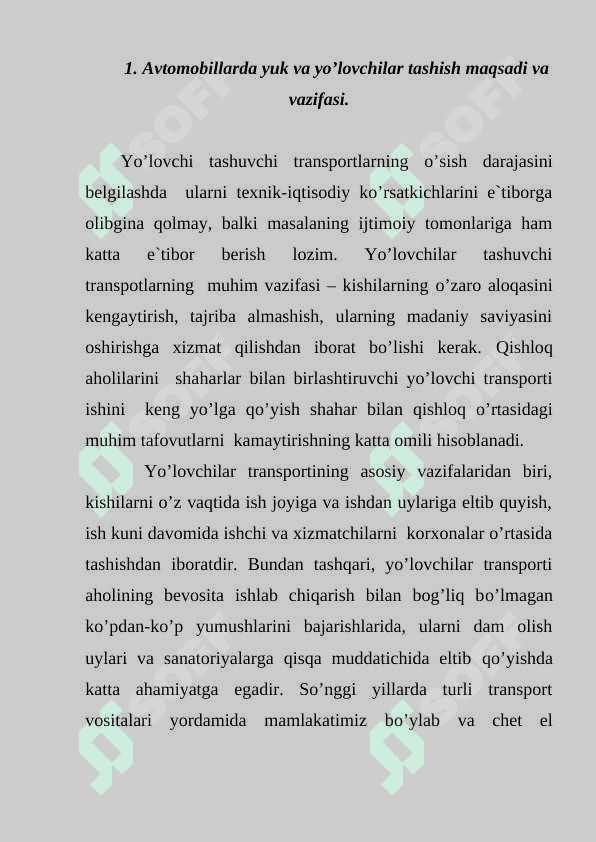 Yo'lovchilar tashishni transport turlari o'rtasida taqsimlanishi 2