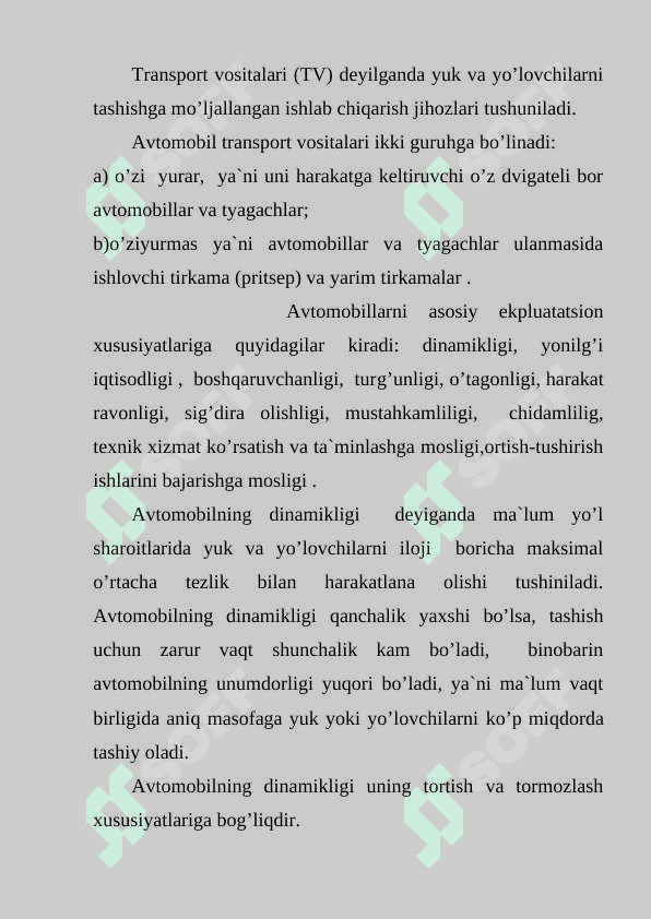 Yo'lovchilar tashishni transport turlari o'rtasida taqsimlanishi 4
