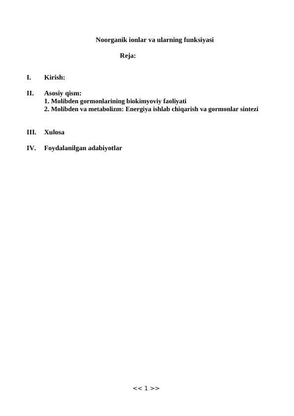 Noorganik ionlar va ularning funksiyasi 1