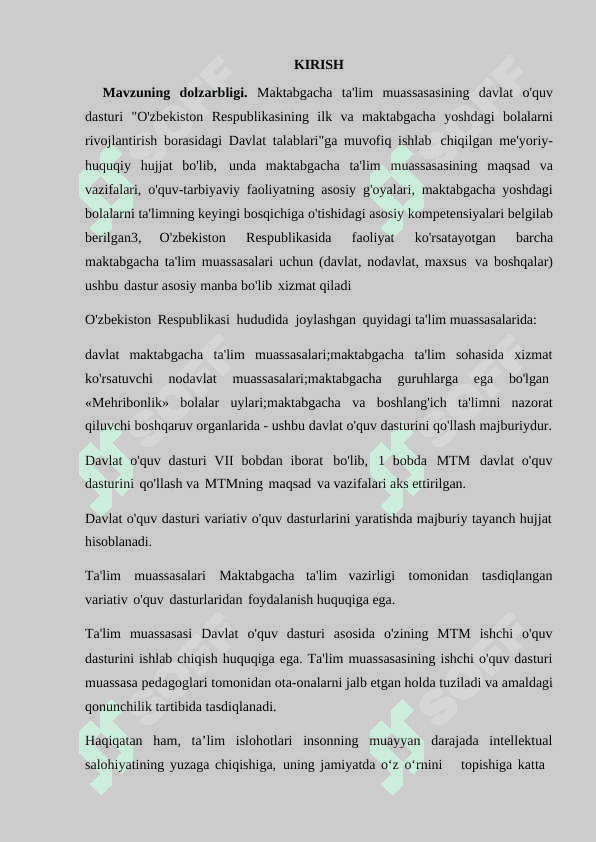 ” Ilk qadam” o’quv dasturida ta'lim-tarbiya jarayoni rejalashtirilishi“ 3