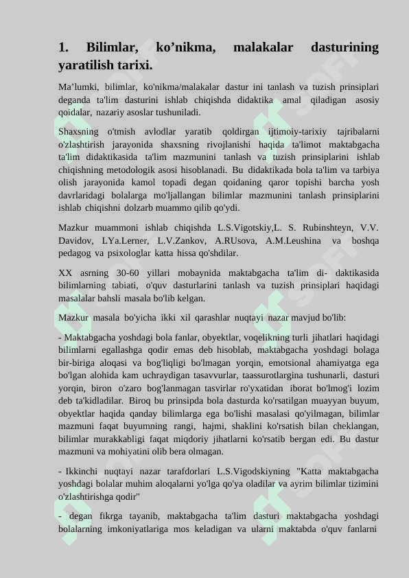 ” Ilk qadam” o’quv dasturida ta'lim-tarbiya jarayoni rejalashtirilishi“ 6