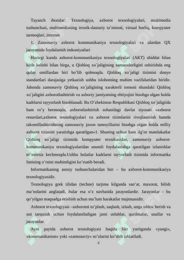 Axborot jarayonlarining zamonaviy apparat va dasturiy taʼminotlari 3