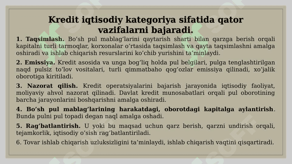 Kredit va bank tizimi 6