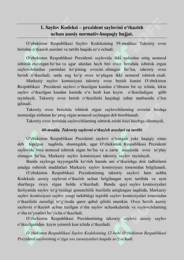 O‘ZBEKISTON PREZIDENTINI saylash tartibi 2