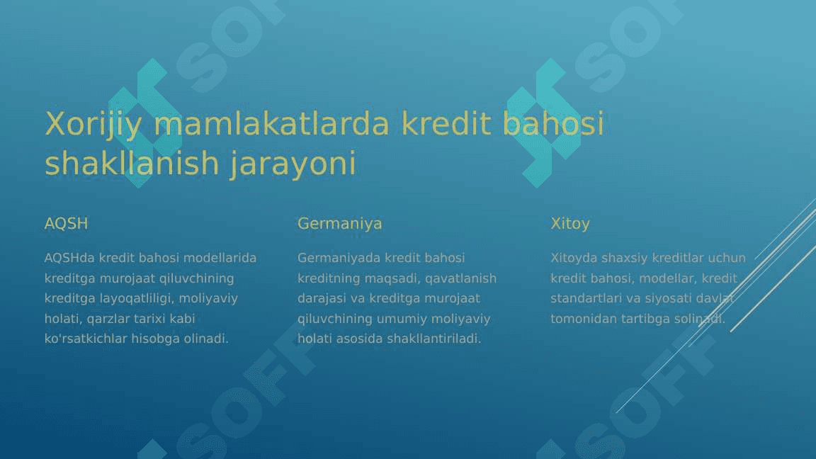 Bank krediti bahosi shakllanishi bo'yicha xorij tajribasi 3