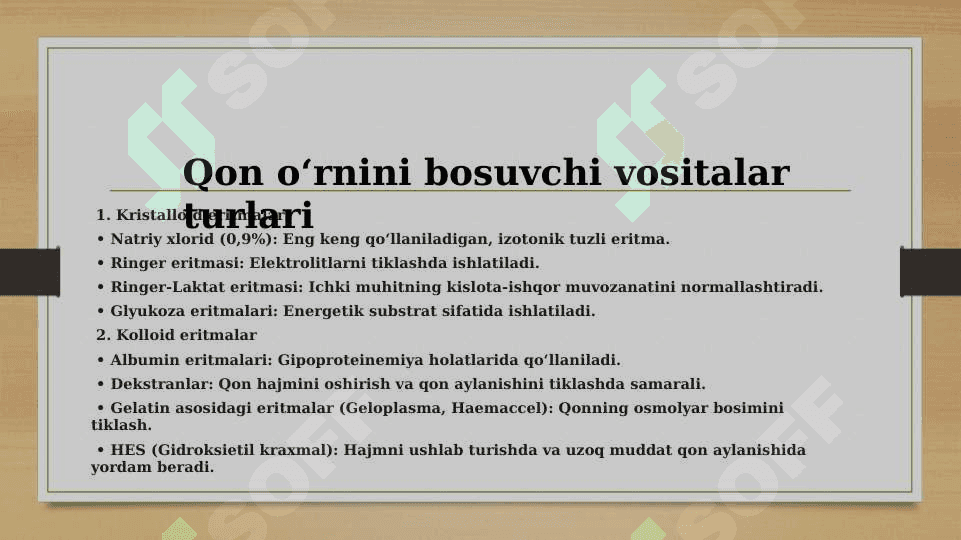Qon ketish natijasida qon o’rnini bosuvchi vositalar 3