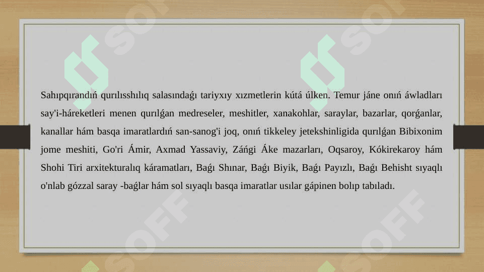 Ámir Temur hám Temuriyler dáwiri arxitekturası 2