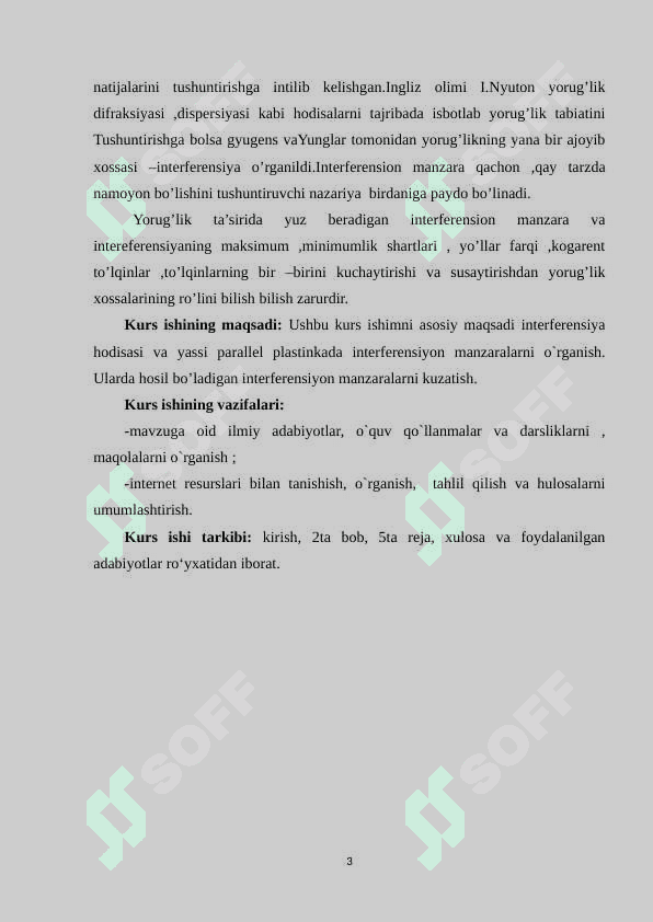 Yassi parallel plastinka yordamida interferensiyon manzara hosil qilish 3