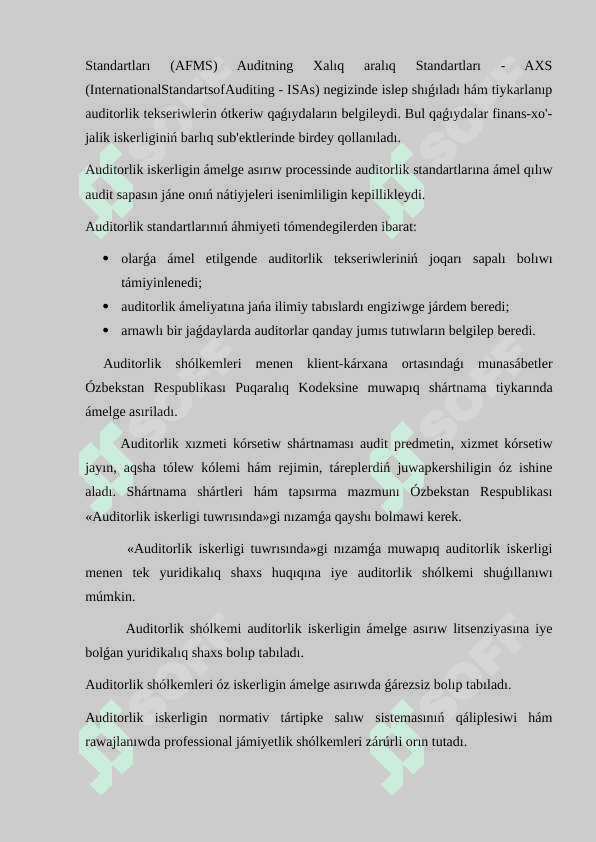 Audittiń normativ-huquqlıq tiykarları 4