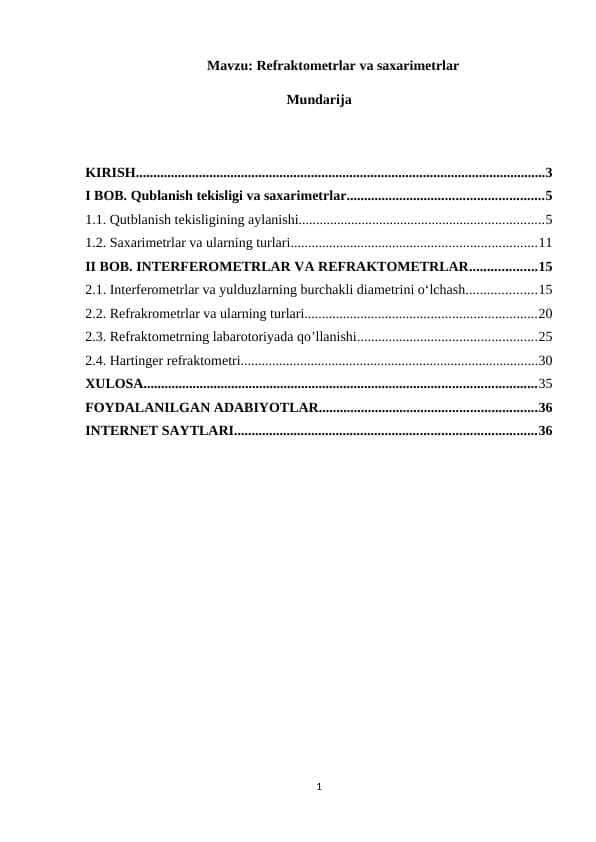 Refraktometrlar va saxarimetrlar 1