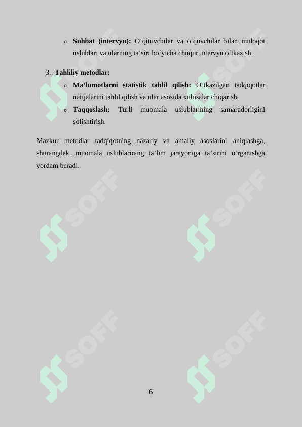 O‘qituvchi tomonidan muloqotga kirishish jarayonida qo‘llaniladigan muomala uslublari 6