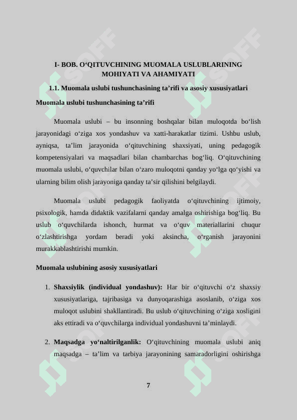 O‘qituvchi tomonidan muloqotga kirishish jarayonida qo‘llaniladigan muomala uslublari 7