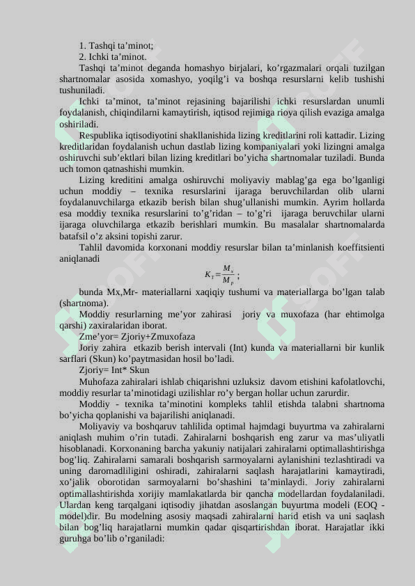 MODDIY RESURSLAR BILAN TA’MINLANGANLIK VA ULARDAN FOYDALANISH TAHLILI 4