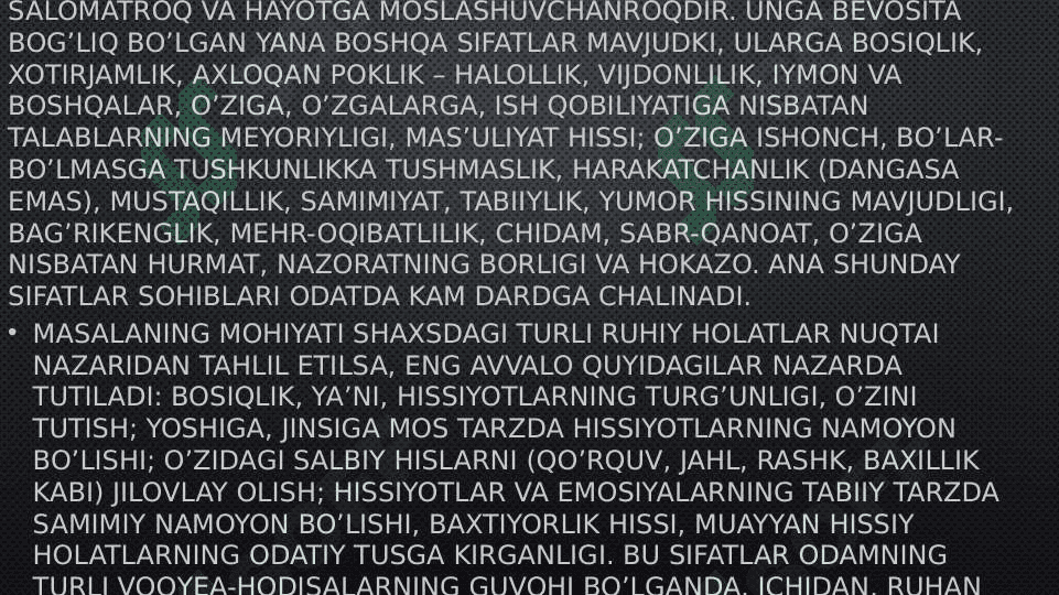 Psixologik moslashuvchanlik va muvozanatni baholash mezonlari. Rivojlanishning yoshga va individual xususiyatlariga oid tadqiqotlar tahlili 8