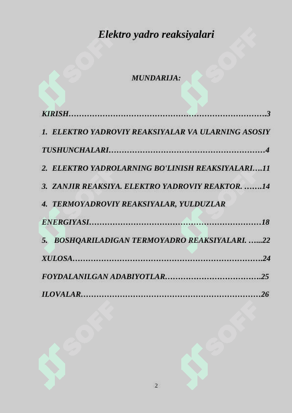 Elektro yadro reaksiyalari 2
