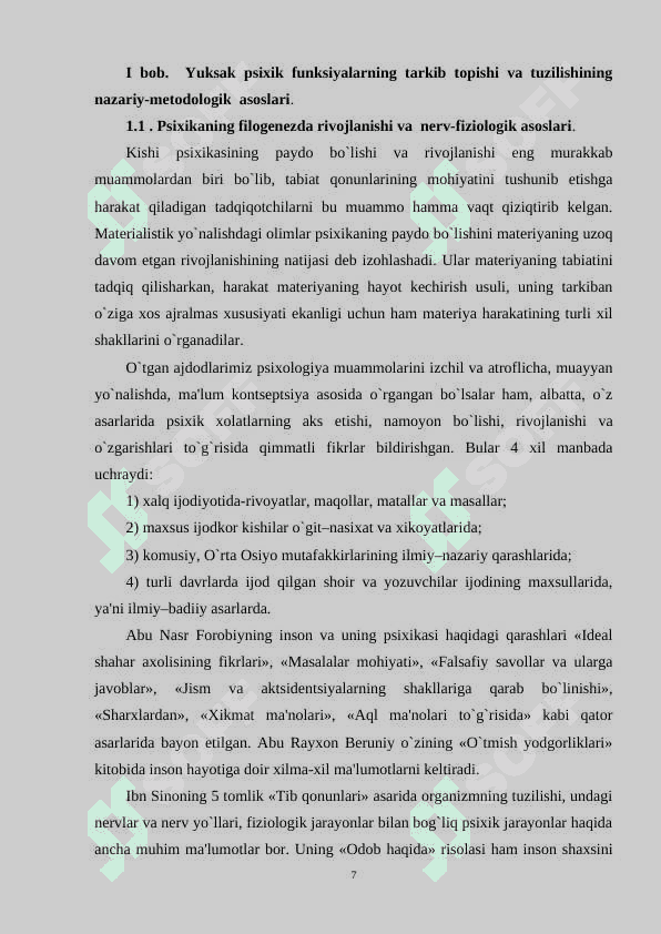 YUKSAK PSIXIK FUNKSIYALARNING TARKIB TOPISHI VA TUZULISHI 7