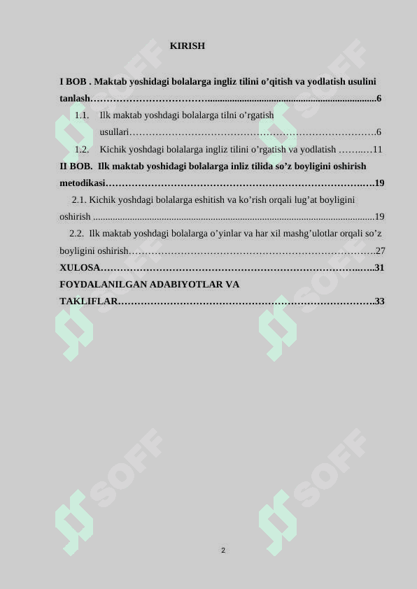 Ilk maktab yoshidagi bolalarning  ingliz tilidan so’z boyligini oshirish metodikasi 2