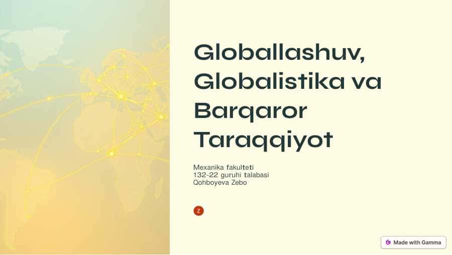 Globallashuv, Globalistika va Barqaror Taraqqiyot 1