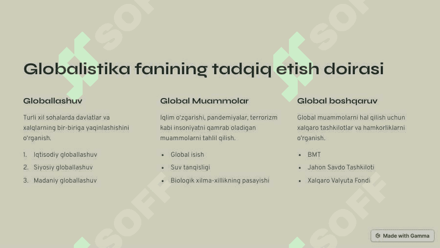 Globallashuv, Globalistika va Barqaror Taraqqiyot 3