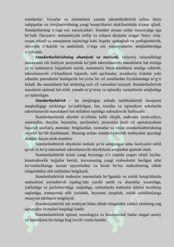 “Metrologiya, standartlashtirish va mahsulot sifati menejmenti” faniga kirish. 2