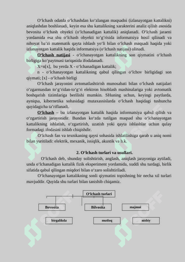 O‘lchash jarayoni bo‘yicha umumiy ma’lumotlar 2