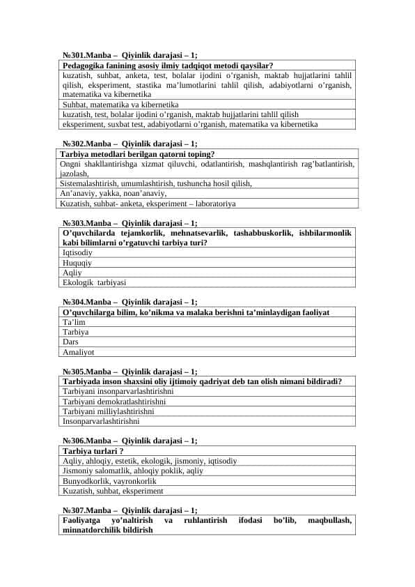 testlar umumiy pedagogika 1