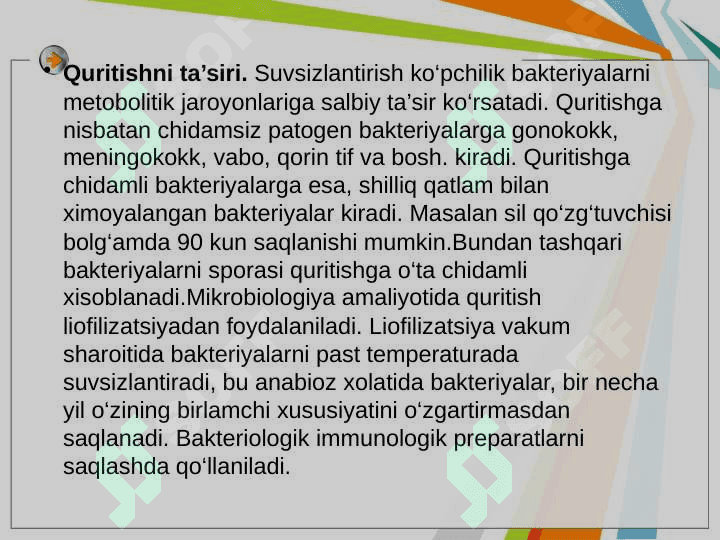 Mikroorganizmlarga tashqi muxit omillarining ta’siri va uni o‘rganish 4