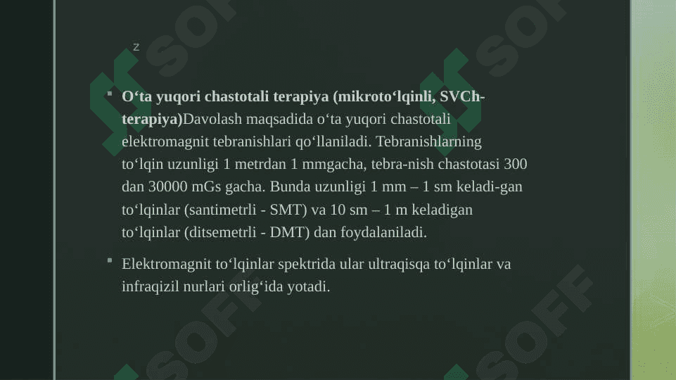 YUQORI VA PAST DARAJALI FIZIOTERAPIYA APPARATLARI .ULARNING ISHLASH FIZIOLOGIYASI 4