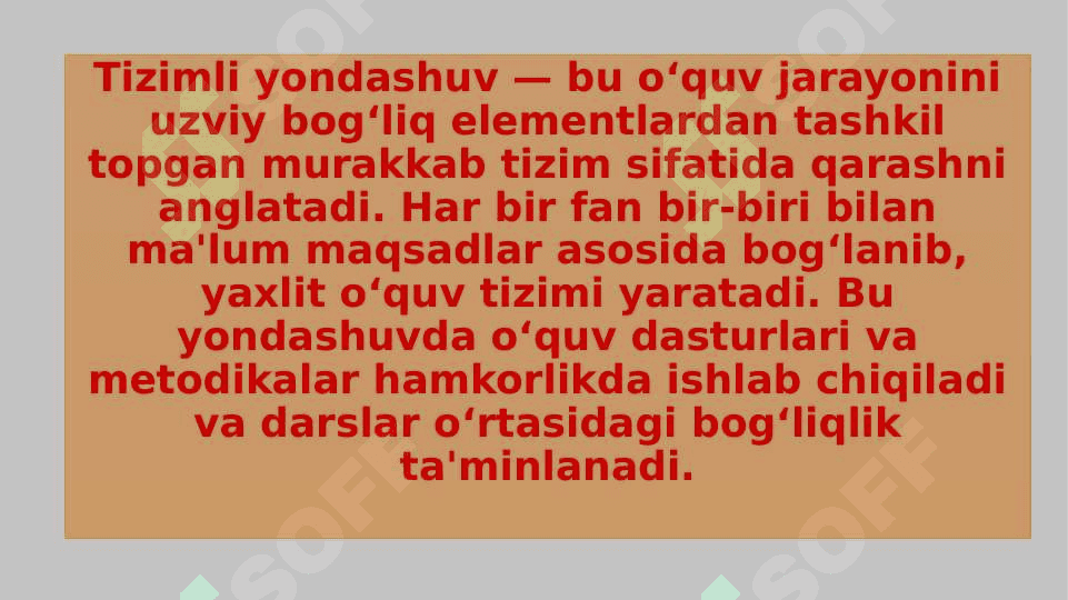 Dars jarayonida fanlararo aloqadorlikni  shakllantirishga tizimli yondashuvning pedagogik jihatlari 3